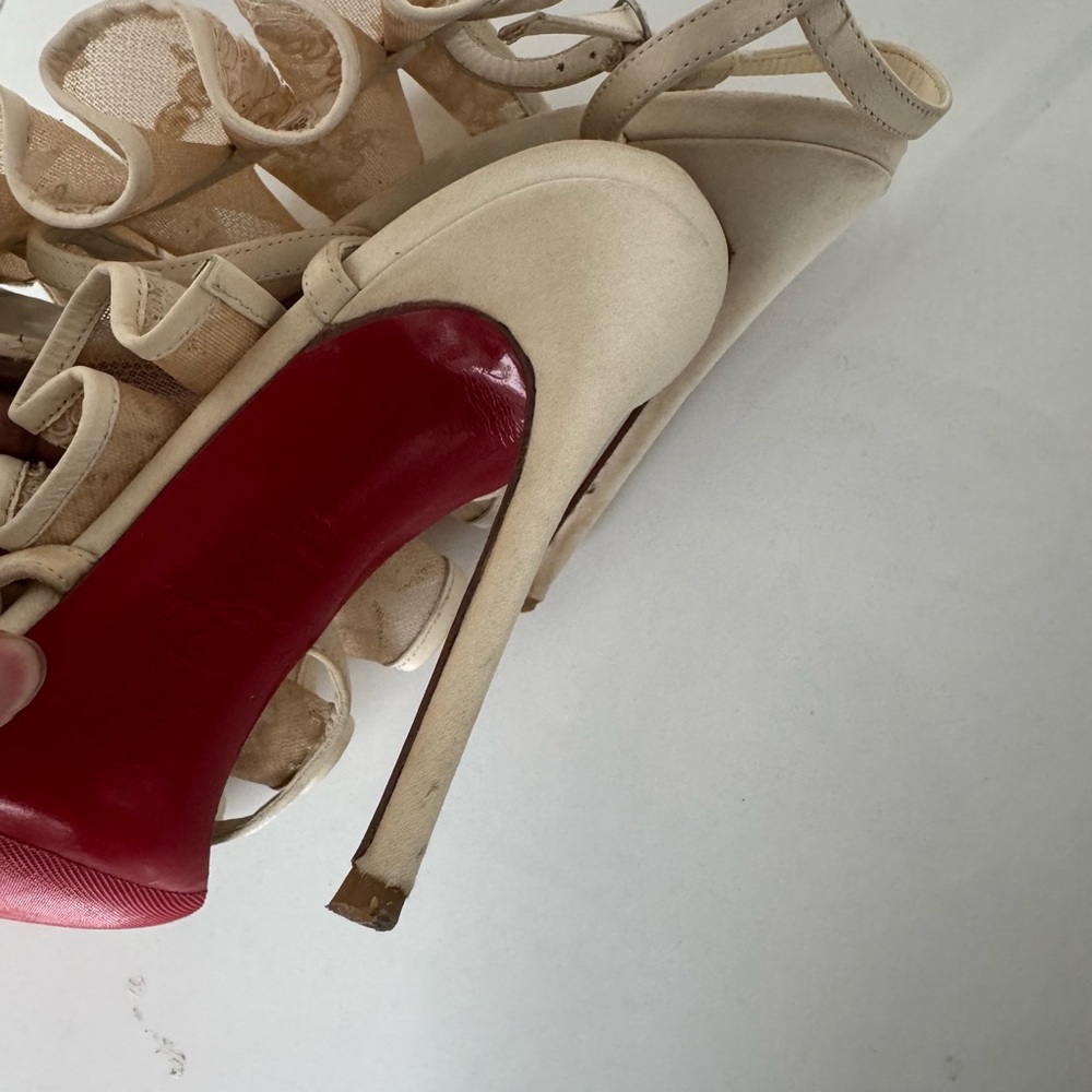 Christian Louboutin Cream Lace Women Sandals size 39 - Picture 10 of 10